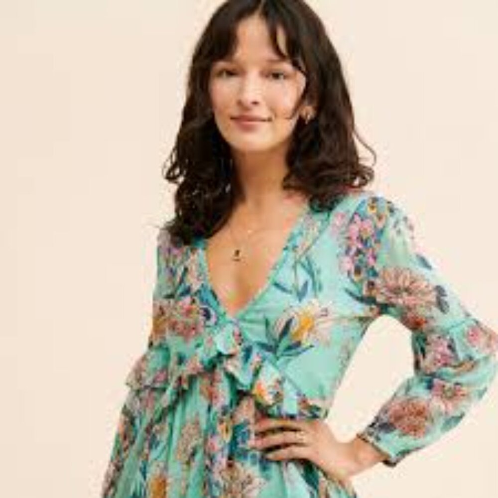 NWT: Anthropologie-RAGA Boho Botanic Enchantment Floral Mini Dress Size Med